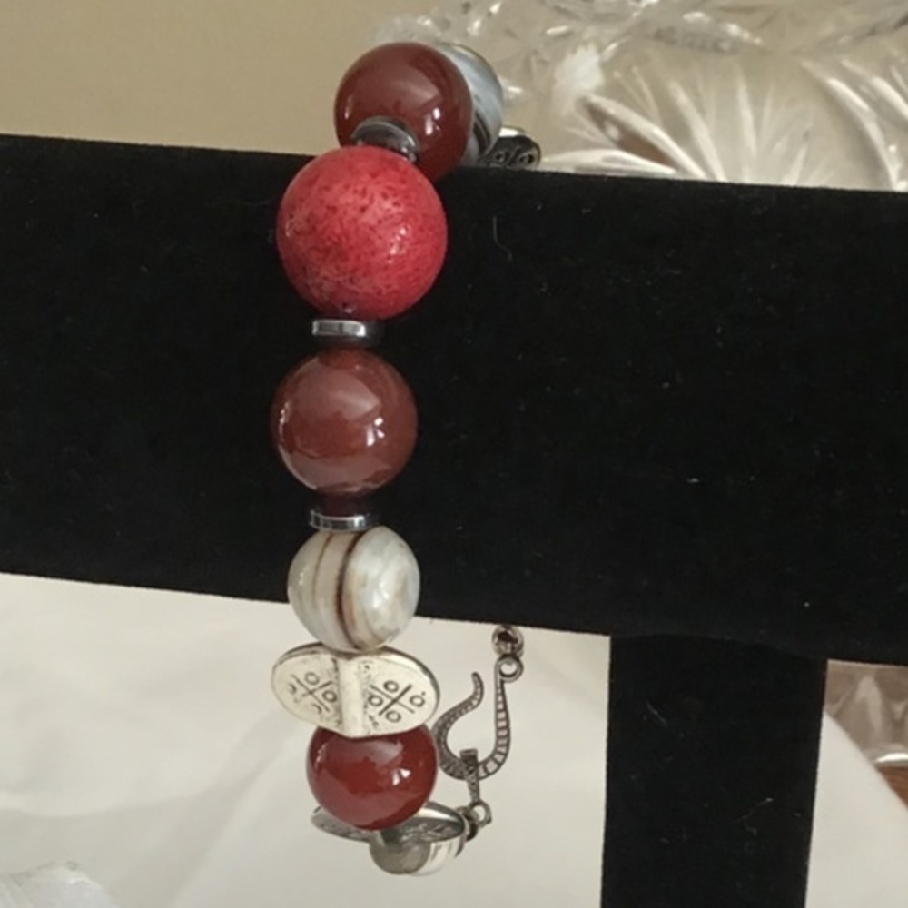 Mens Coral & Jasper Bracelet